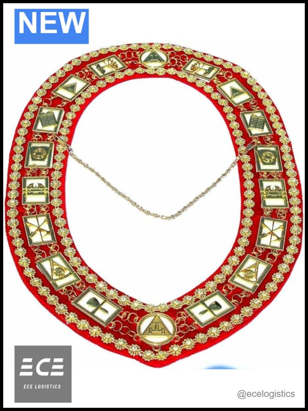 Masonic Royal Arch Chain Collar Brass Classic Regalia Golden